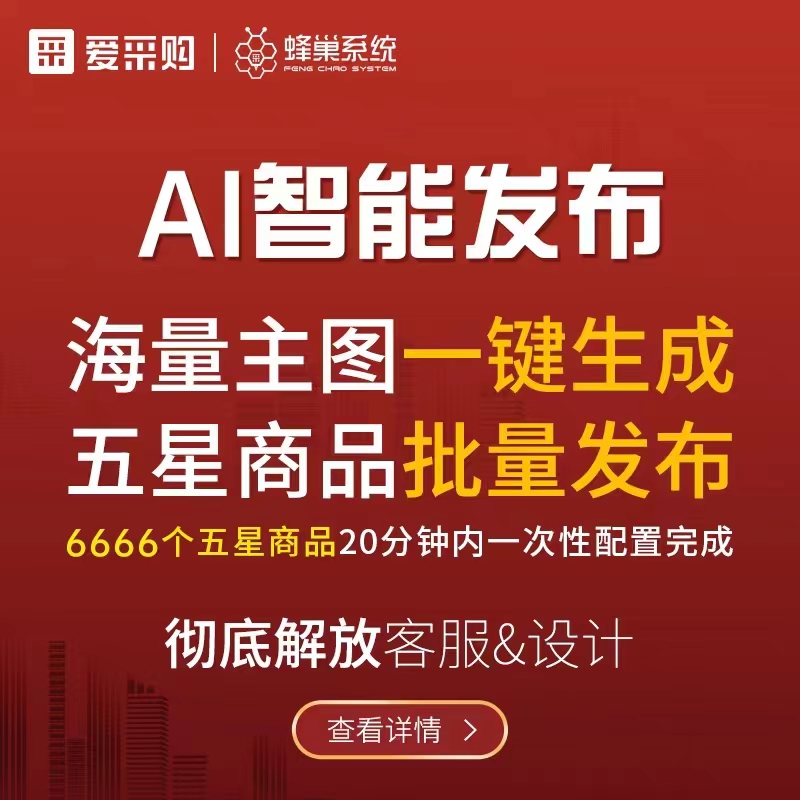 蜂巢系統_AI智能五星商品批量發布_海量主圖一鍵生成
